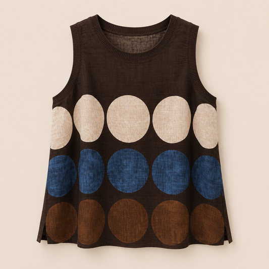 Top Marrón Estampado de Círculos Trapio