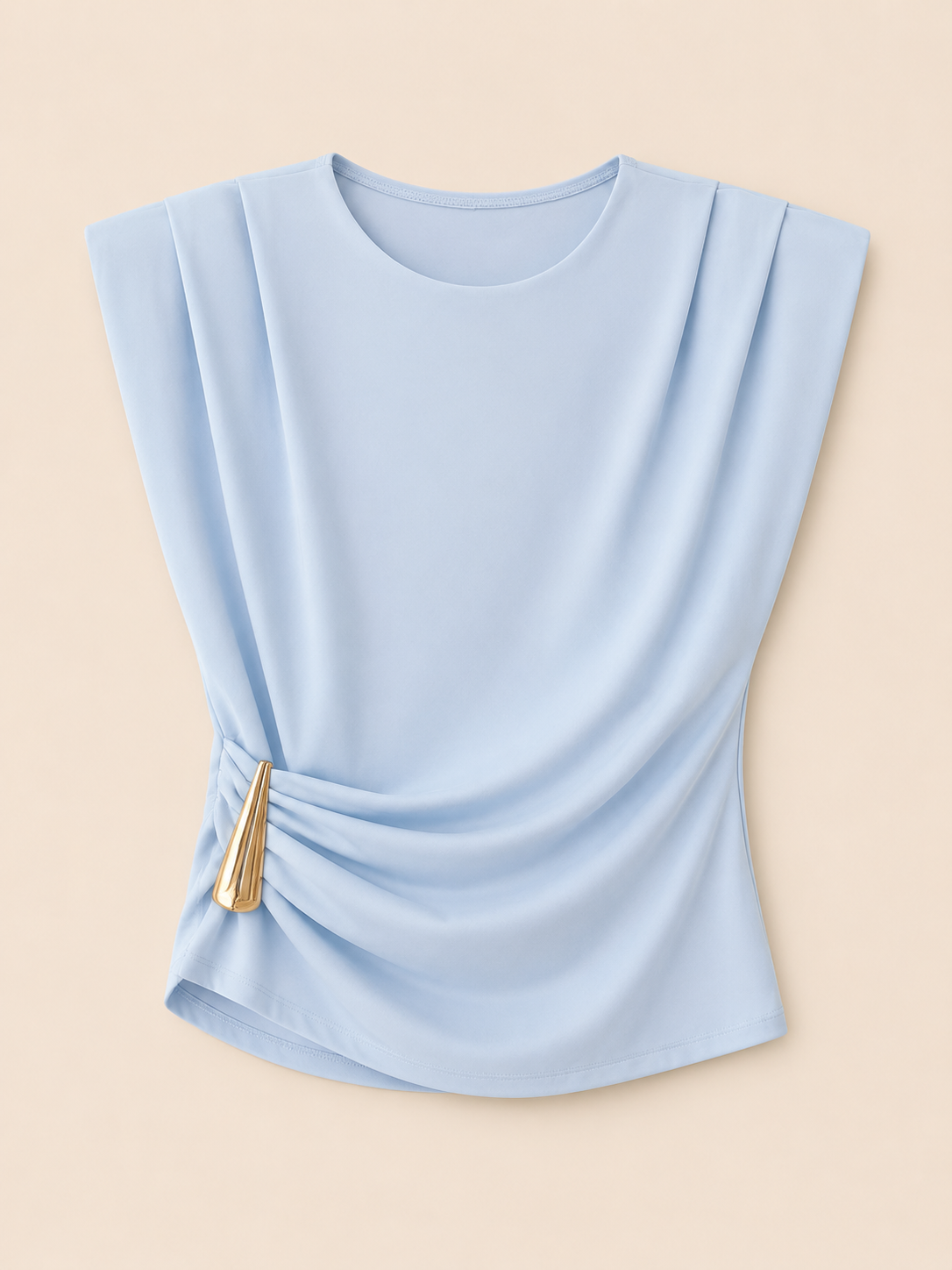 Blusa Celeste con Frunce Lateral Trapio