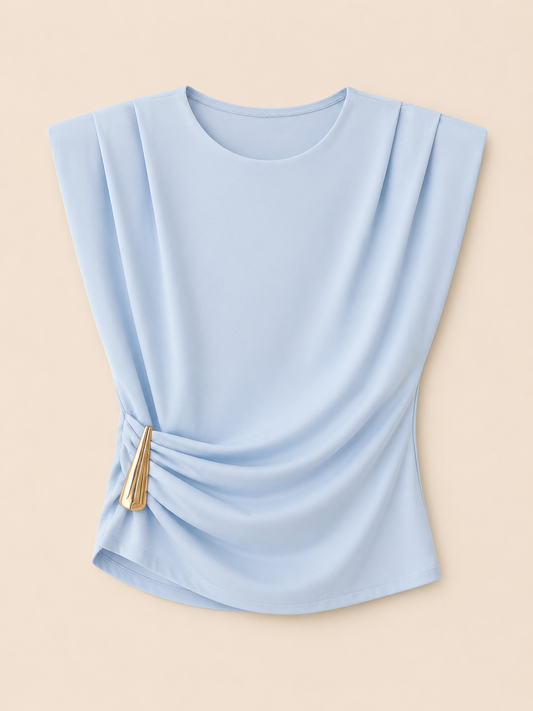 Blusa Celeste con Frunce Lateral Trapio