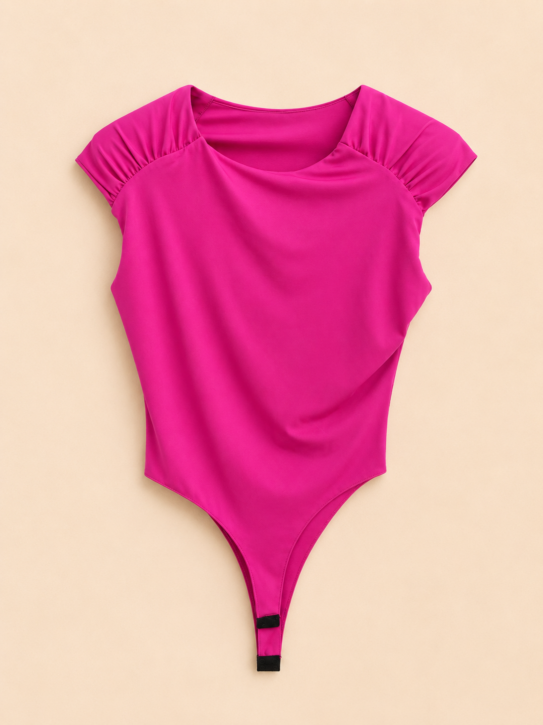 Body Fucsia con Manga Corta y Escote Drapeado – Trapio