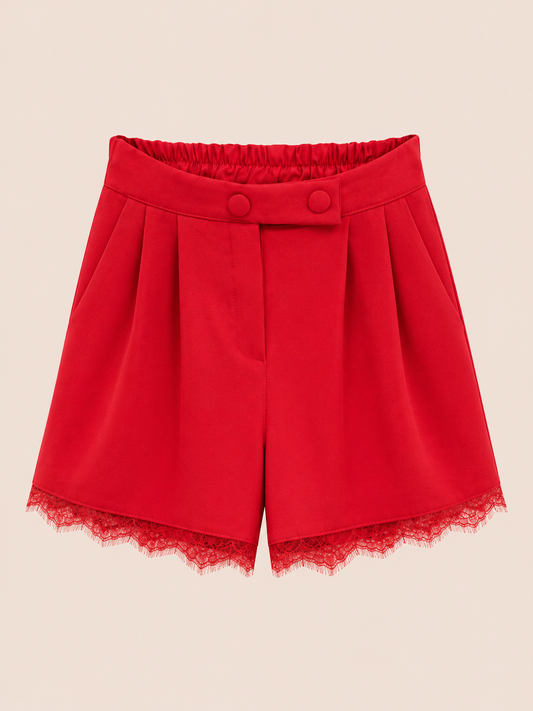 Short Rojo con Encaje y Botones – Trapio