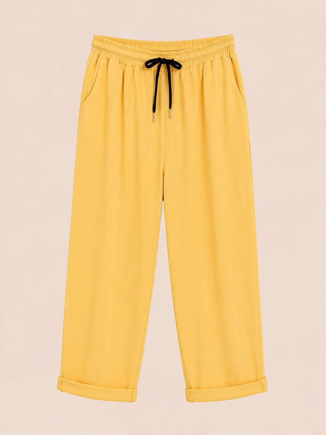 Pantalón Amarillo Mostaza con Cintura Elástica y Cordón – Trapio