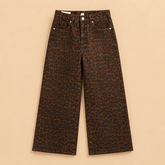 Pantalón Vaquero Marrón Estampado Animal Print Trapio