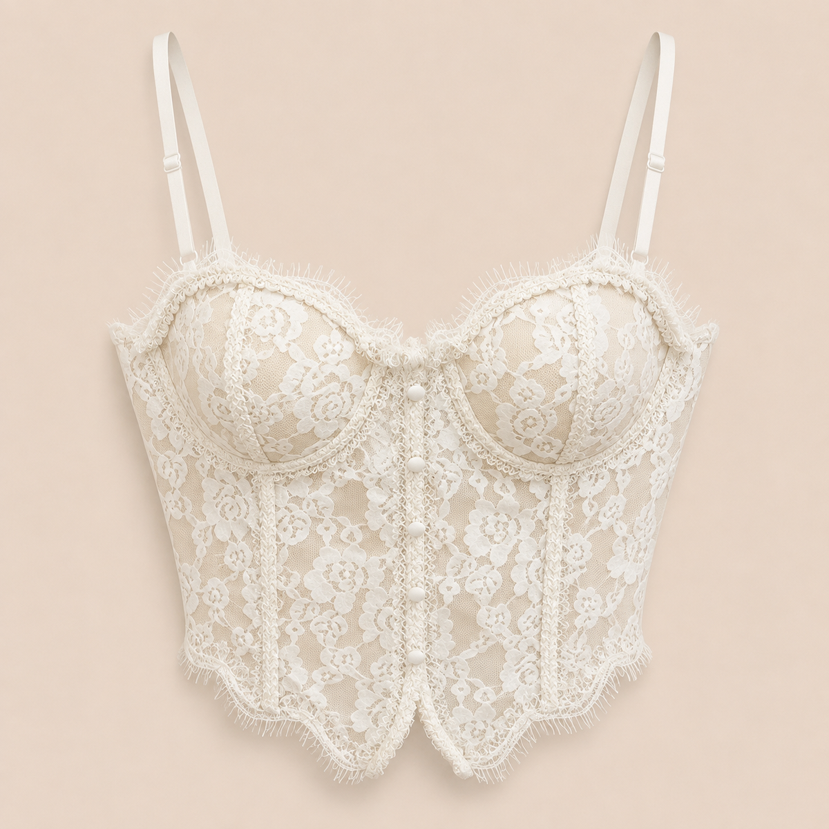 Corsé de encaje blanco