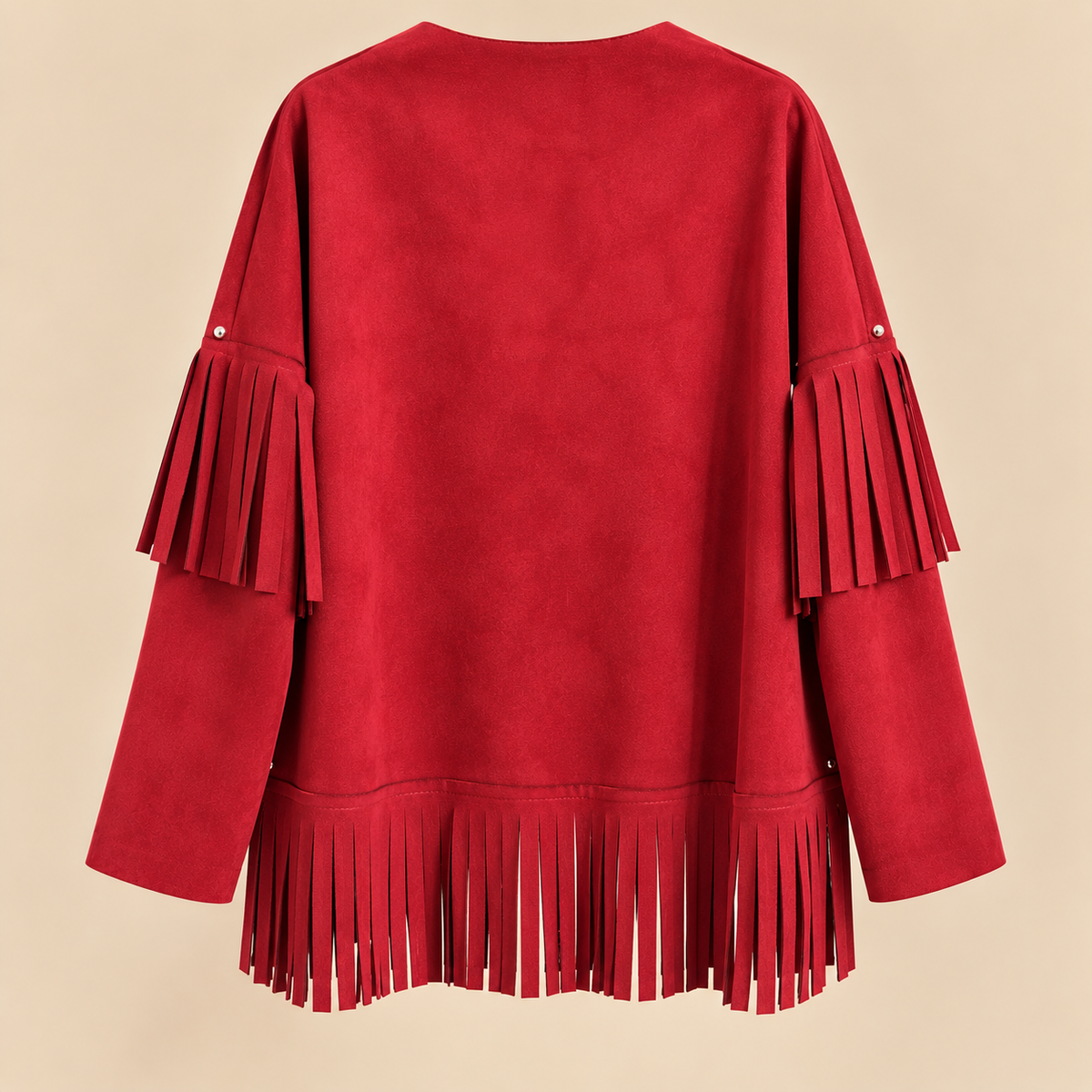 Chaqueta Granate con Flecos y Tachuelas