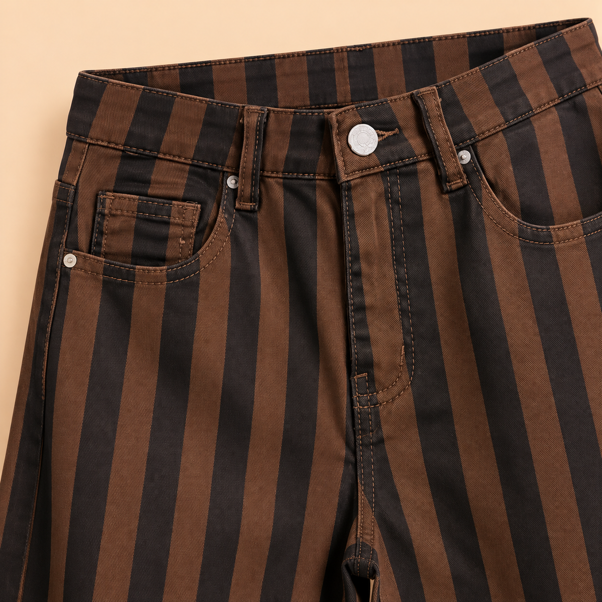 Pantalón Vaquero de Rayas Marrón y Negro