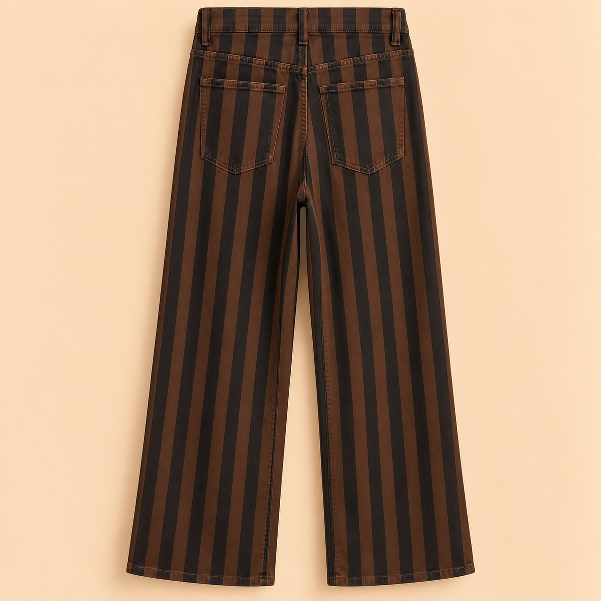 Pantalón Vaquero de Rayas Marrón y Negro