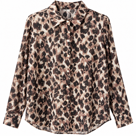 Camisa de Mujer Animal Print en Tonos Marrones